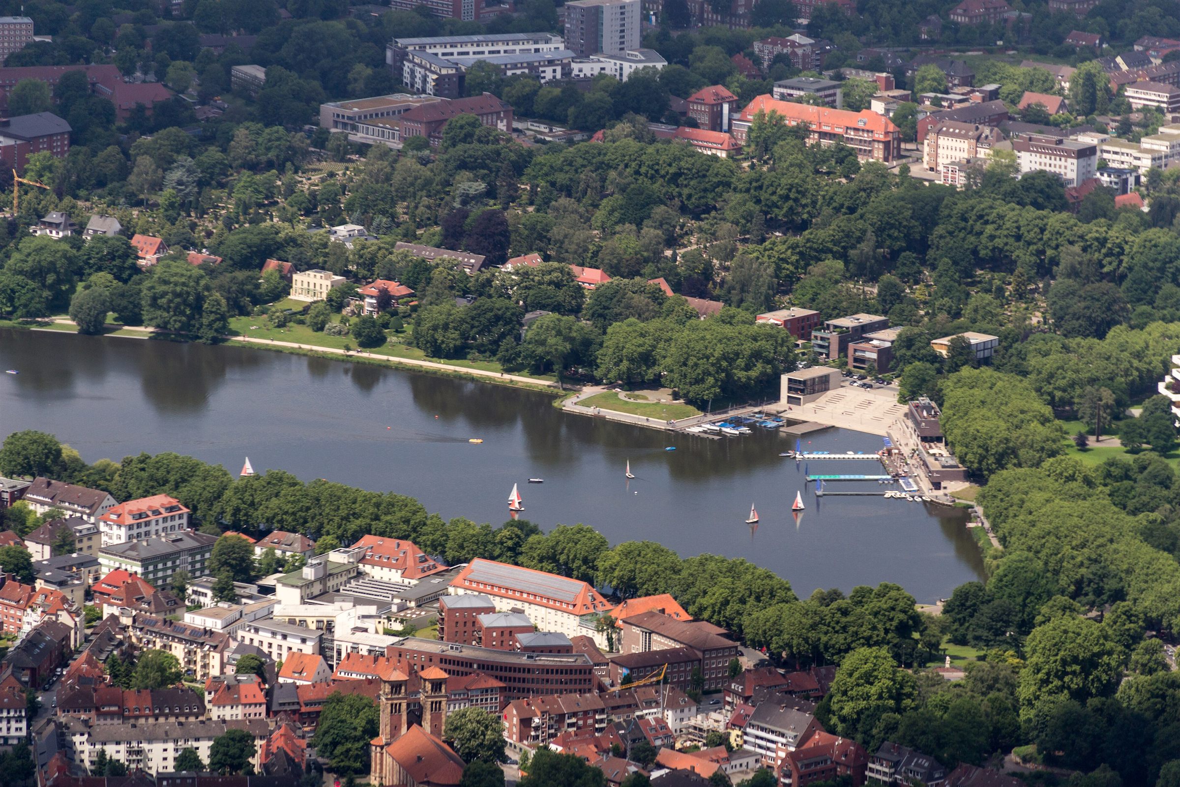 Der Aasee in Münster aus der Vogelperspektive